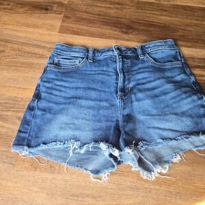 LC Lauren Conrad Womens High Rise Cut Off Denim Shorts Blue 12 Frayed Hem Boho